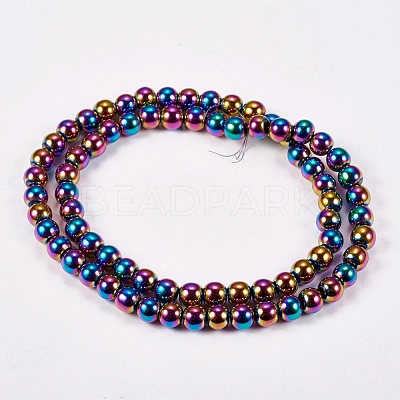 Electroplate Non-Magnetic Synthetic Hematite Beads Strands X-G-J169A-6mm-05-1