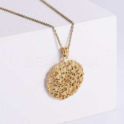 316 Surgical Stainless Steel Hollow Flower Pendant Necklaces for Women CO7795-1