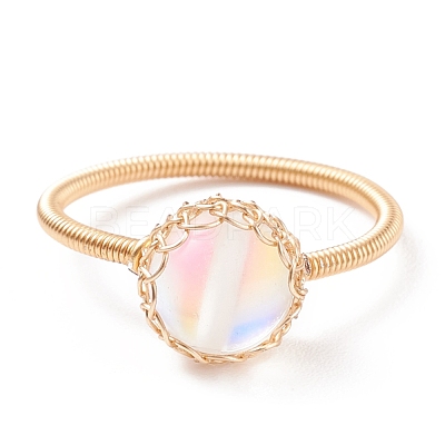 5Pcs 5 Style Natural & Synthetic Mixed Stone Round Ball Braided Finger Rings RJEW-TA00039-1