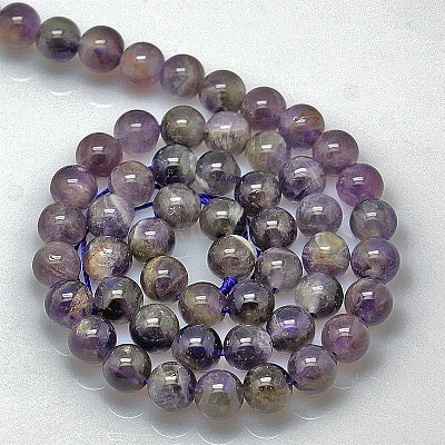Natural Amethyst Round Bead Strands G-L170-8mm-03-1