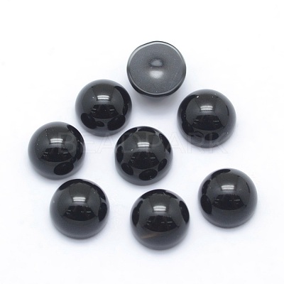 Natural Dyed & Heated Black Agate Cabochons X-G-P393-R02-6mm-1