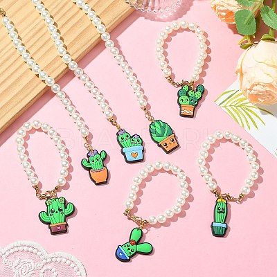7Pcs 7 Styles Cactus PVC Plastic Cup Charms HJEW-CJ0001-19-1