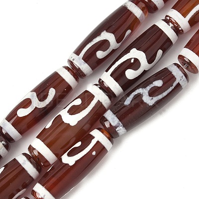 Rice Shape Tibetan Style dZi Beads Strands G-A269-A12-01-1