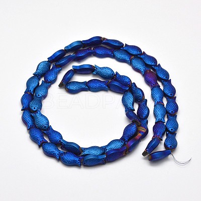 Full Plated Frosted Electroplate Glass Fish Beads Strands LS-EGLA-M001-B02-1