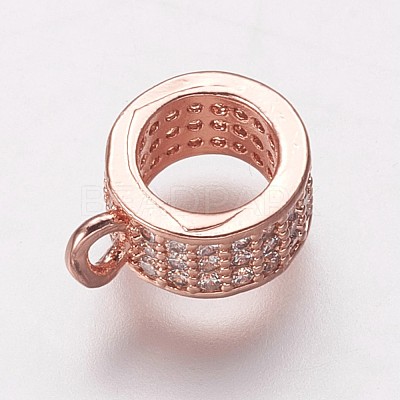 Brass Cubic Zirconia Tube Bails KK-P134-63RG-1