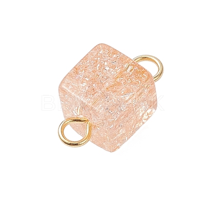 12Pcs 6 Colors Crackle Glass Cube Links Connector Charms PALLOY-JF04445-1