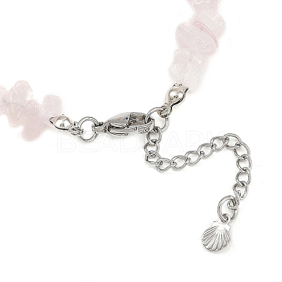 Dyed Synthetic Turquoise Starfish & Natural Rose Quartz Chip Beaded Anklets with 304 Stainless Steel End Chains AJEW-AN00733-01-1