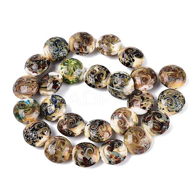 Handmade Gold Sand Lampwork Beads Strands LAMP-Q041-03-1