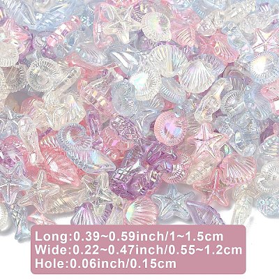 832Pcs 4 Colors Ocean Theme Transparent Acrylic Beads TACR-YW0003-39-1