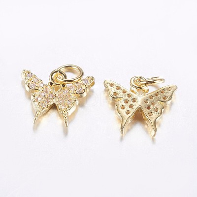 Long-Lasting Plated Brass Micro Pave Cubic Zirconia Charms X-ZIRC-F069-32G-1