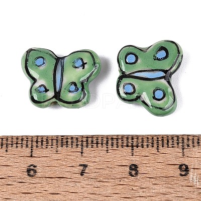 Hand Painted Butterfly Porcelain Beads PORC-Q006-04A-1