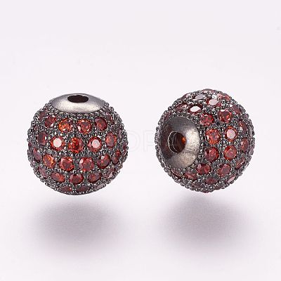 Brass Micro Pave Cubic Zirconia Beads ZIRC-G092-23B-03-1