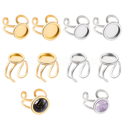 8Pcs 4 Style 201 Stainless Steel Open Cuff Ring Findings STAS-GA0001-54-1