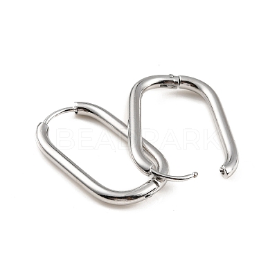 Non-Tarnish 304 Stainless Steel Oval Hoop Earrings X-EJEW-M218-02B-P-1