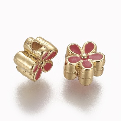 Brass Enamel Beads KK-L179-05F-1