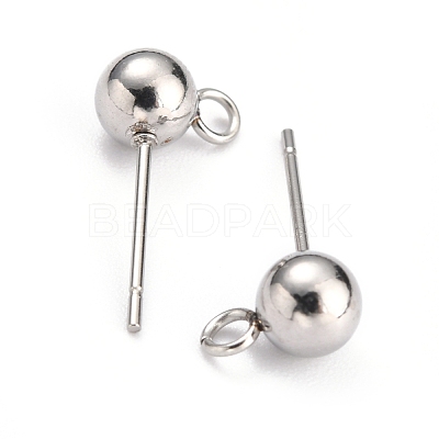 Non-Tarnish 304 Stainless Steel Ball Post Stud Earring Findings STAS-Z035-02P-E-1