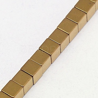 Electroplate Non-magnetic Synthetic Hematite Beads Strands G-J170A-3x3mm-07-1