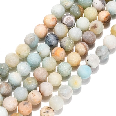 Natural Flower Amazonite Beads Strands X-G-G692-01F-8mm-1