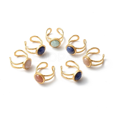 Natural Mixed Gemstone Cuff Ring RJEW-JR00365-1