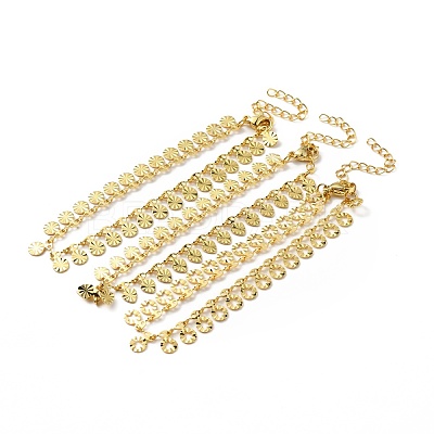 Brass Link Chain Bracelet for Women BJEW-A124-01G-1