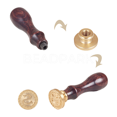 DIY Letter Scrapbook Brass Wax Seal Stamps and Wood Handle AJEW-P068-B02-1