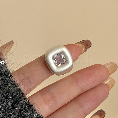 Brass Pave Cubic Zirconia Cuff Open Rings WG61A4F-01-1