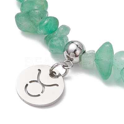 Natural Green Aventurine Chip Beaded Stretch Bracelets BJEW-JB11133-04-1