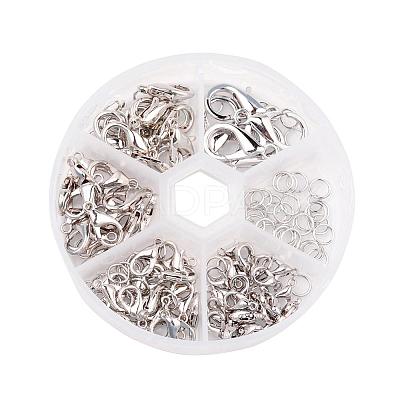 Alloy Lobster Claw Clasps and Jump Rings Set PALLOY-X0004-P-NF-B-1