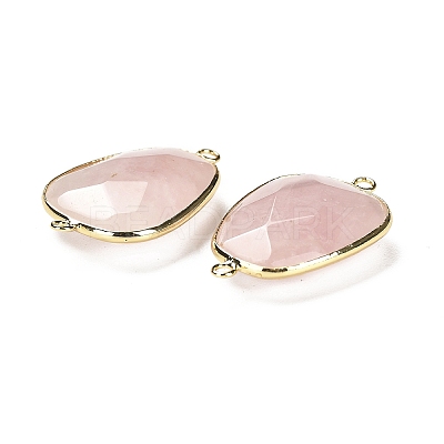 Natural Rose Quartz Faceted Connector Charms G-F763-02G-06-1
