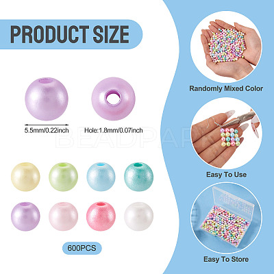 600Pcs Opaque Acrylic Imitation Pearl Beads OACR-TA0004-95B-1
