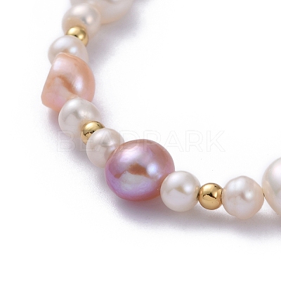 Natural Baroque Pearl Keshi Pearl Beaded Bracelets BJEW-JB05266-03-1