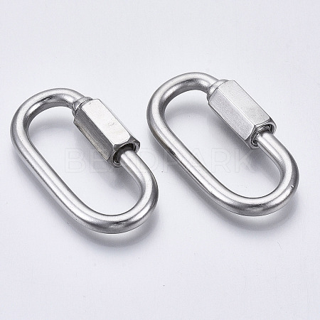 Tarnish Resistant 304 Stainless Steel Screw Carabiner Lock Charms LS-STAS-N087-25B-01-1