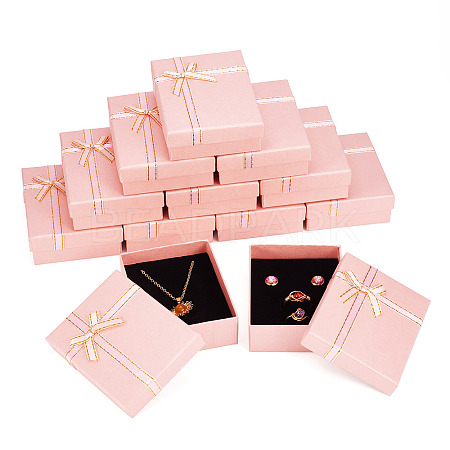 Rectangle Paper Jewelry Set Storage Boxes with Bowknot CON-TAC0014-04C-1