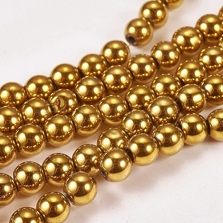 Electroplate Non-magnetic Synthetic Hematite Beads Strands X-G-J169A-6mm-04-1