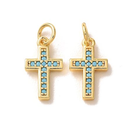 Brass Micro Pave Sky Blue Cubic Zirconia Charms CU-CBA9AB3-41G-1