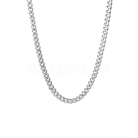 201 Stainless Steel Curb Chain Necklaces for Men NJEW-Q336-08A-P-1