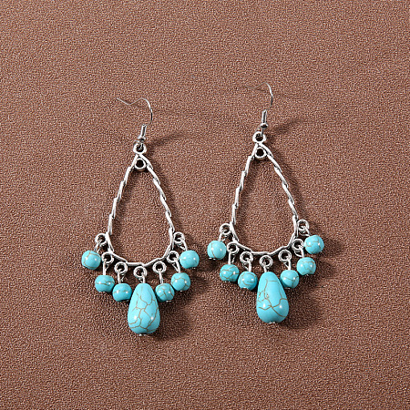 Bohemian tassel turquoise earrings JU8957-18-1