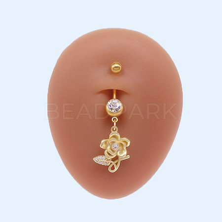 316L Surgical Stainless Steel Micro Pave Clear Cubic Zirconia Belly Rings FS-WGA8928-07-1