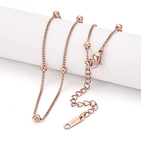 Ion Plating(IP) 304 Stainless Steel Satellite Chain Necklace for Men Women NJEW-E076-01RG-1