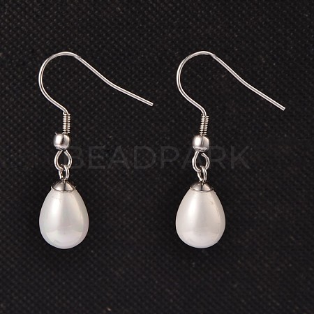 Teardrop Shell Pearl Dangle Earrings EJEW-JE01794-1