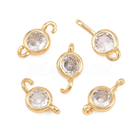 Brass Pave Clear Cubic Zirconia Connector Charms KK-H538-04G-1