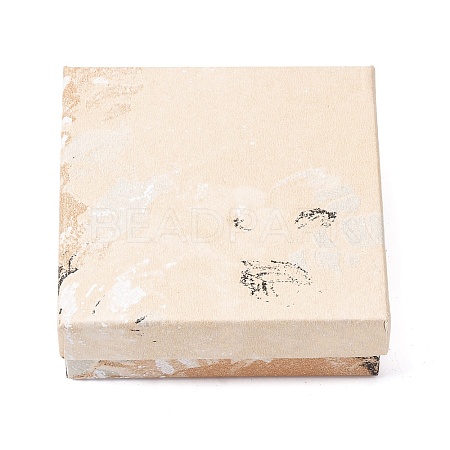 Floral Oil Painting Print Square Cardboard Jewelry Boxes CBOX-A010-01B-07-1