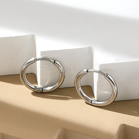 Tarnish Resistant 202 Stainless Steel Huggie Hoop Earrings X-EJEW-F111A-17mm-P-1