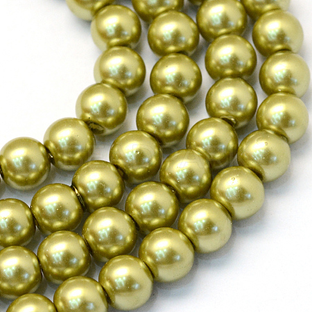 Baking Paint Pearlized Glass Pearl Round Bead Strands LS-HY-Q003-10mm-43-1