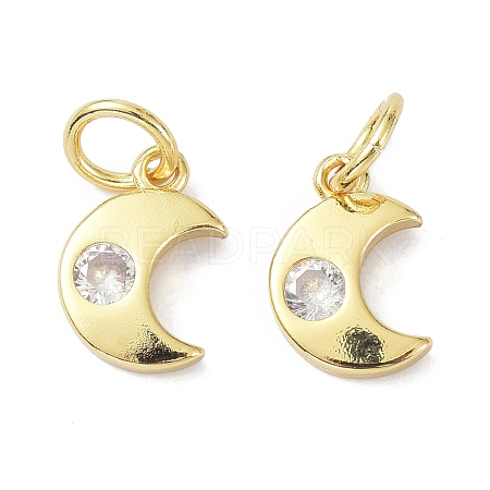 Brass Cubic Zirconia Charms ZIRC-C022-20G-1