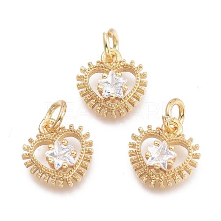 Brass Micro Pave Cubic Zirconia Pendants X-KK-P187-04G-1