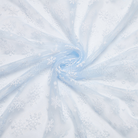 Snowflake Pattern Polyester Mesh Fabric DIY-WH0581-12A-1
