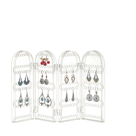 Acrylic Earring Display Folding Screen Stands with 4 Folding Panels PAAG-PW0011-03A-1