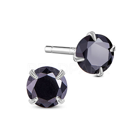 SHEGRACE Rhodium Plated 925 Sterling Silver Four Pronged Ear Studs JE420F-03-1