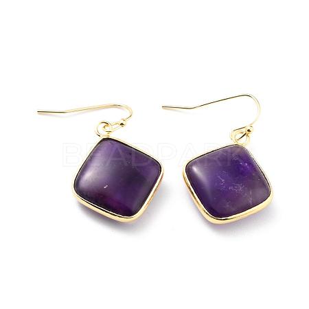 Natural Amethyst Dangle Earrings EJEW-J093-04-1